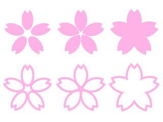 Fototapeta na wymiar シンプルな桜のアイコン6セット：桜色