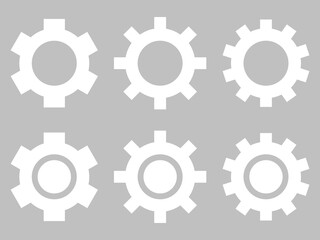 6種ギアアイコンセット：白