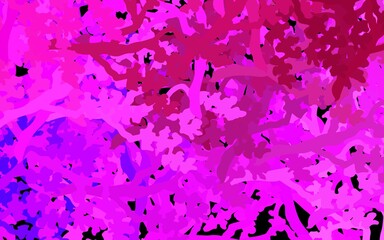 Dark Purple, Pink vector abstract backdrop with leaves, branches.