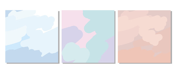 set of backgrounds in blue, beige and lilac. Brush strokes. Vector illustration