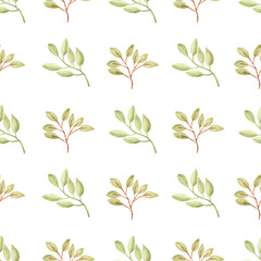 Watercolor leaf seamless pattern