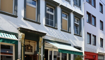 Historische Fassade in der Altstadt von Düsseldorf, Nordrhein - Westfalen