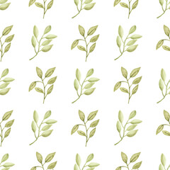 Watercolor leaf seamless pattern