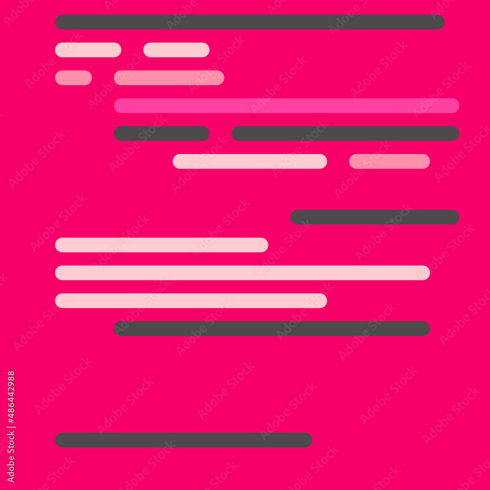 Wall mural code on screen vector illustration, flat cartoon coding lines simulation