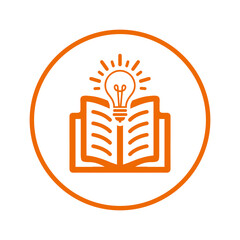 Book, education, knowledge icon. Orange vector sketch.65