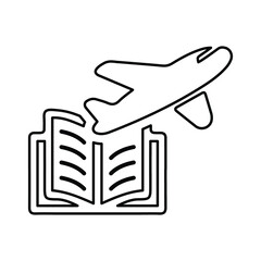 Book, travel, study outline icon. Line art sketch.65