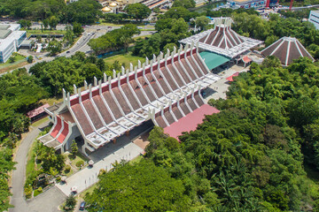 aerial view of Sabah State Museum at Kota Kinabalu City, Sabah, Malaysia.