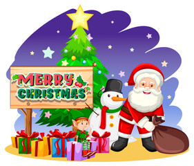 Merry Christmas banner with Santa Claus