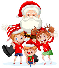 Children celebrating Christmas with Santa Claus