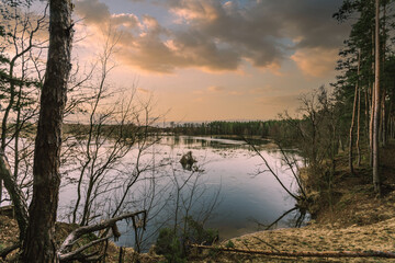 Floods and inundations during spring thaws from a small river.