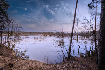 Floods and inundations during spring thaws from a small river.