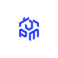 J P M JPM Letter with House Roof Logo Design Vector
