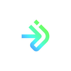I Letter with Arrow Next Symbol