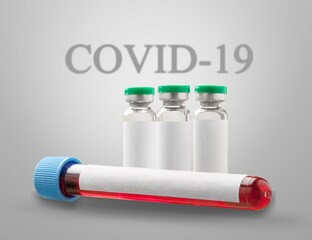 omicron virus mutant variant covid-19 sars-cov-2 with vaccine bottle