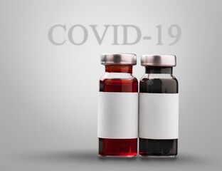 omicron virus mutant variant covid-19 sars-cov-2 with vaccine bottle