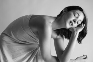 model woman photographed in studio