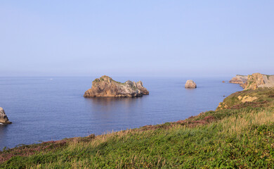Coastal part of Cantabria in the north of Spain, Costa Quebrada, ie the Broken Coast, 
area around...