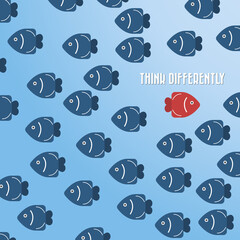 Think differently - Being different, standing out from the crowd -The graphic of fish also represents the concept of individuality , confidence, uniqueness, innovation, creativity. 