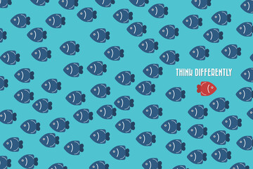 Think differently - Being different, standing out from the crowd -The graphic of fish also represents the concept of individuality , confidence, uniqueness, innovation, creativity. 