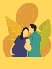 Husband with wife during pregnancy