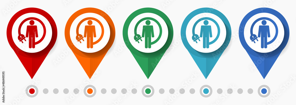 Fototapete Android, robot concept vector icon set, flat design pointers, infographic template