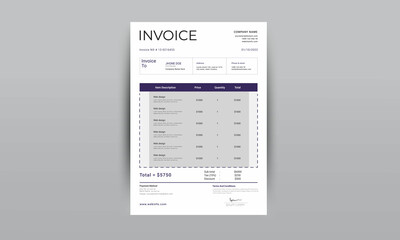 Invoice template, billing template for business,  print-ready invoice	
