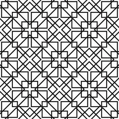 Fractal repeated pattern. Vector black squares and rhombs pattern.