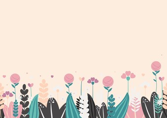 Seamless background with wild flowers 