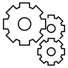 cog symbol icon Three settings or mechanics