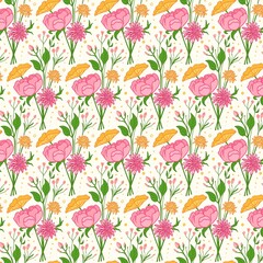 Trendy Seamless Floral Pattern bouqet with roses