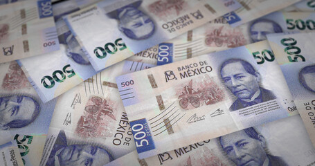 Fototapeta na wymiar Mexico Peso note money printing concept 3d illustration