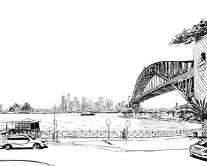 Fototapeta premium Australia. City Sydney. Hand drawn vector illustration