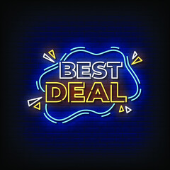 Best Deal Neon Signs Style Text Vector
