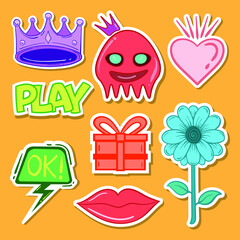 cute sticker collection hand drawn colorful for kids free vector.