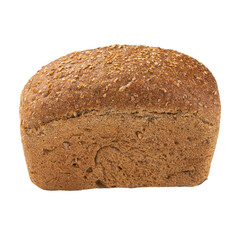 Isolated fresh baked loaf of rye bread on a brown background