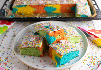 Kids birthday cake with colorful spots