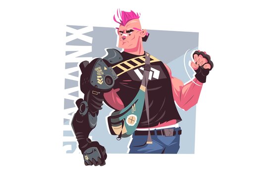 Adult Man In Punk Style