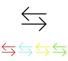 Transfer arrows icon. Data transfer vector icon. Set elements in colored icons. Arrow to left and right symbol for your web site design, logo. Vector illustration on white background
