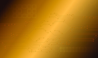 Gold digital circuit Hi Tech background, vector illustration