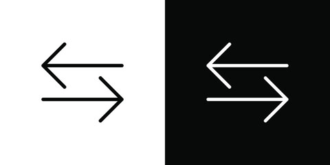 Transfer arrows icon. Data transfer vector icon. Arrow to left and right symbol for your web site design, logo. Vector illustration on white and black background