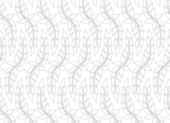 linear vector pattern, repeating abstract Geometry background, gray line of leaf or flower, floral. graphic clean design for fabric, wallpaper etc. pattern is on swatches panel. - 486453901