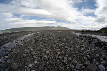 Tal Thorsm&ouml;rk im S&uuml;den Island - durch das Schmezwasser der Gletscher Tindfjallaj&ouml;kull und Eyjafjallaj&ouml;kull geformtes Tal in der Gemeinde Rang&aacute;r&thorn;ing eystra in Island