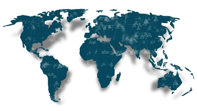 World map with user icon, Global communication concept, Digital technology, Business background, 4k Resolution.