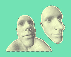 Funny people portraite caricature. Creative design for avatar or print. 3D vector illustration. Can be used as a poster, postcard or banner.