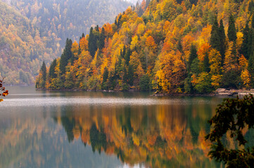 Autumn landscape of a mountain lake