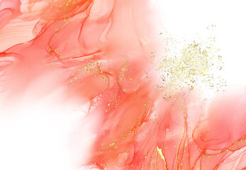 Vector coral banner. Hand drawn abstract paint brush stroke.