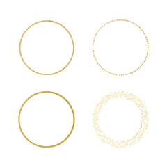 Golden glitter confetti round frames