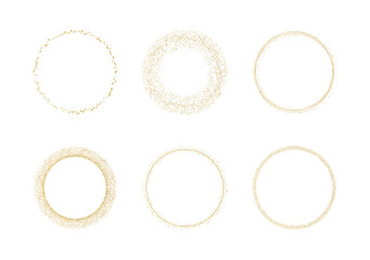 Golden glitter confetti round frames