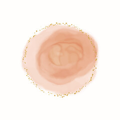 Golden glitter confetti round frames with watercolor splashes