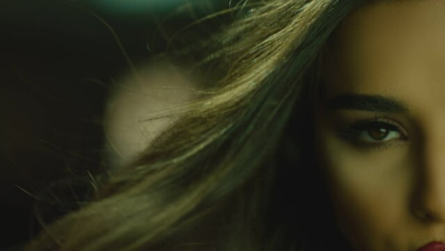 Close-up portrait of nice-looking  multi race beautiful elegant young woman looking at camera. Advertisement of Fashion with Young Woman . Fashion, beauty. Female portraits . Shot on ARRI ALEXA camera
